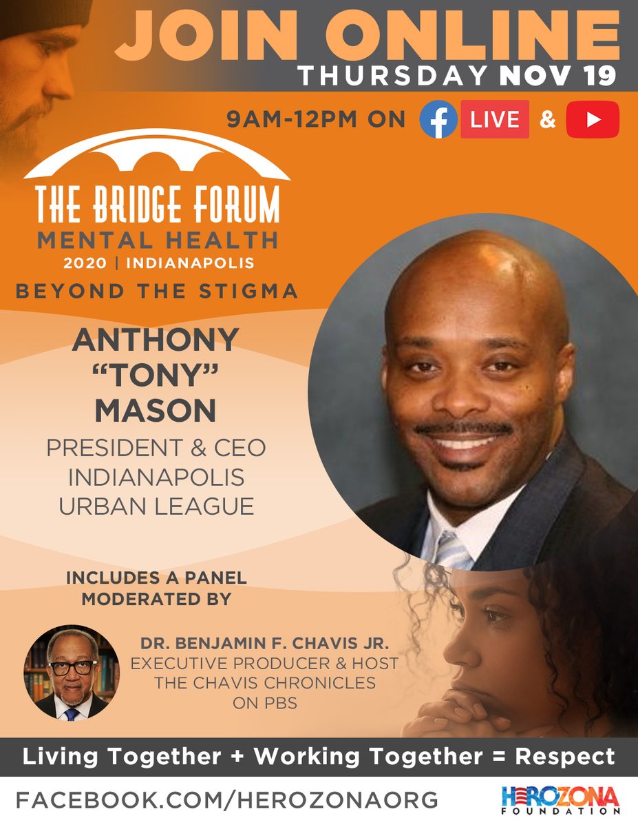 Join us online "Live" at 9:00am EST / 7:00am MST on Nov. 19th for The Bridge Forum - Mental Health | Indianapolis (Part of the 2020 Series from HeroZona Foundation)  qoo.ly/399e89 #HeroZonaFoundation
