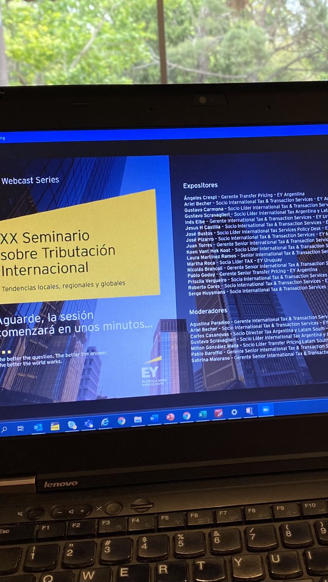 MariaInesEibe's tweet photo. Todo listo para participar del XX Seminario sobre Tributación Internacional - Tendencias locales, regionales y globales
Organizado por @EY_Argentina 
Este año on line @EY_Uruguay
@EY_Tax https://t.co/qfkpgrLDBX