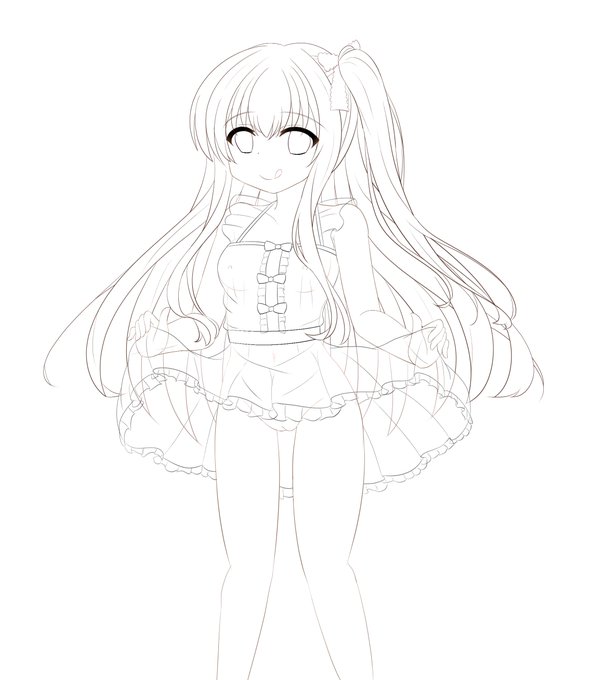 季節外れな感じのエッチな桃子で
#皆さん線画と塗った後を見せてください 