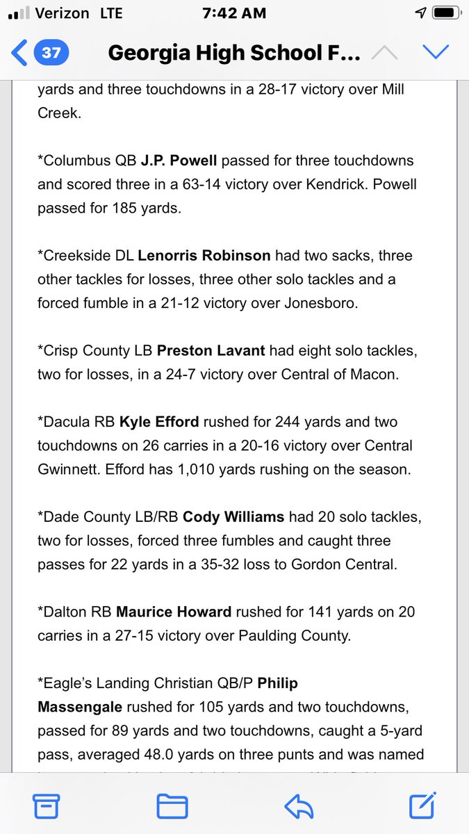 🗣🗣BIG CONGRATS TO PRESTON LAVANT for being recognized by Georgia High School football daily for his GREAT game vs. Central Macon! Welcome back PRESTON!! #11strong