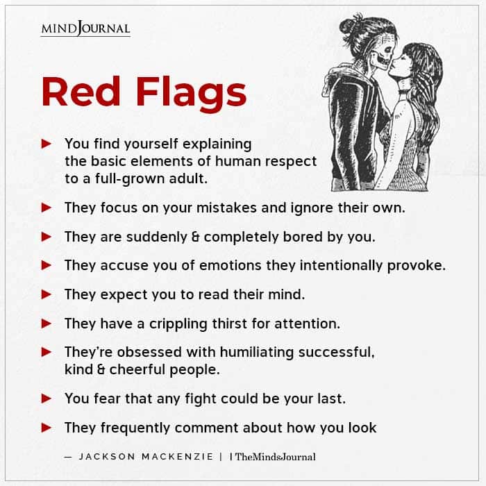 Red flags while dating a narcissist