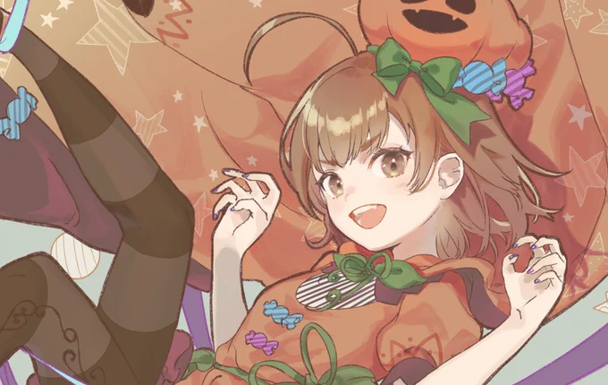 ASMR聴きながら加筆したハロウィンカボチャ止めちゃん?? 