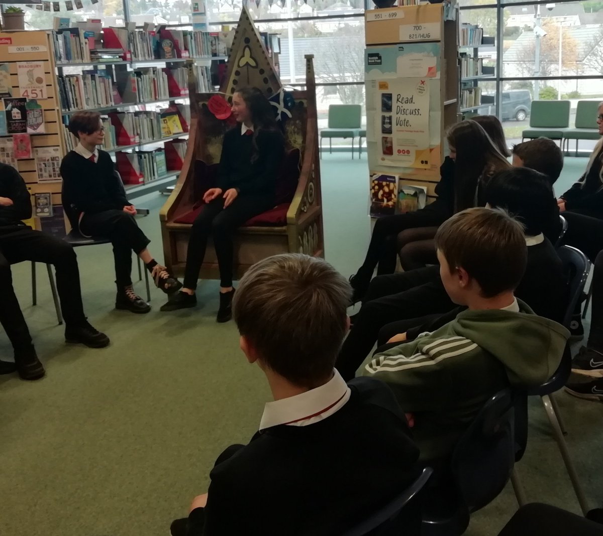 S2 pupils started their Hot Seat interviews for #BookWeekScotland today. So many good books, great authors and fascinating characters shared. Book chats are all week in S2 classes 🌟🎉📚💜.