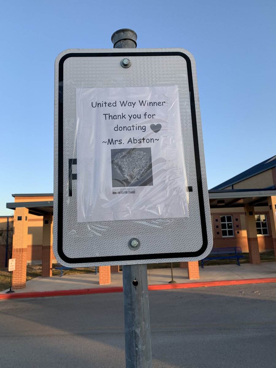 mabston1972's tweet photo. It is a joy to see the parking spot of VP @rboyle79 go to me this week by winning a drawing from donating to United Way. Thank you for being a great sport and thank you @VargasArispe1 for organizing the fundraiser. @NISDLieck https://t.co/SgUddUcerI