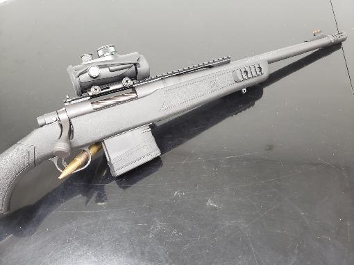 'Mossberg MVP SCOUT. Hunter's special!  308 w/ optic, rail, threaded barrel. Only at New American Arms #hunt #hunting #scoutrifle #308 #deerrifle