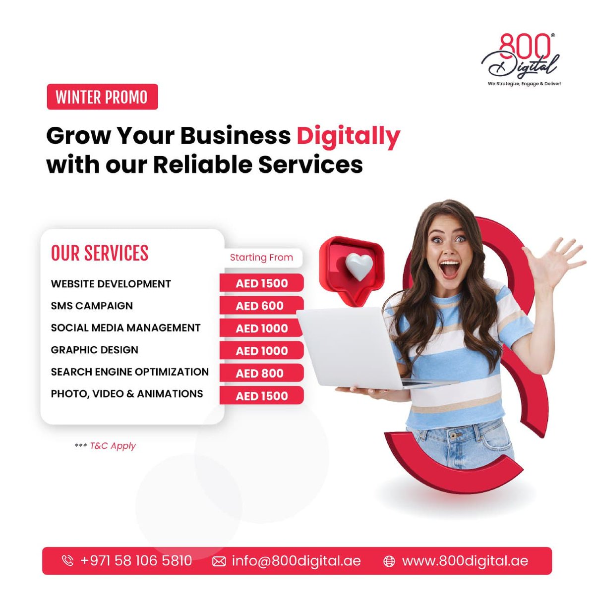800_digital's tweet photo. Double your sales with our affordable #digitalmarketing services starting from AED600.

Chat with us on https://t.co/BVDXZlQysZ or visit https://t.co/8QfrAsyJVQ

#800DIGITAL #marketingagency #uxdesign #uidesign #webdesignerdubai #websitedevelopmentdubai #ecommercewebsite https://t.co/MUrcFRxmBZ