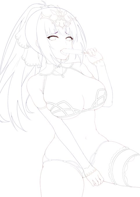 #皆さん線画と塗った後を見せてください 