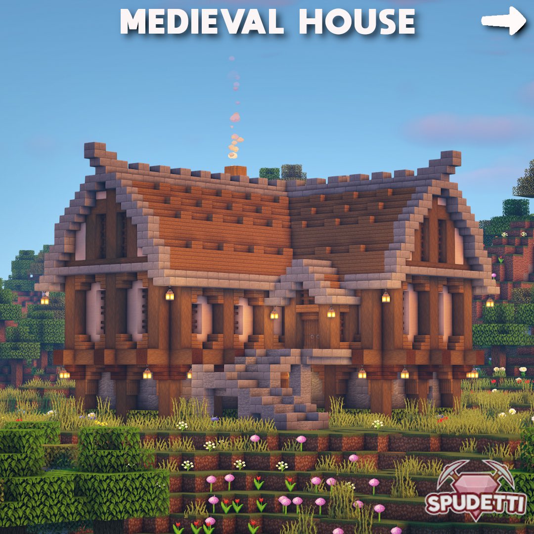 Spudetti on Twitter: "Minecraft: How to Build a Medieval House