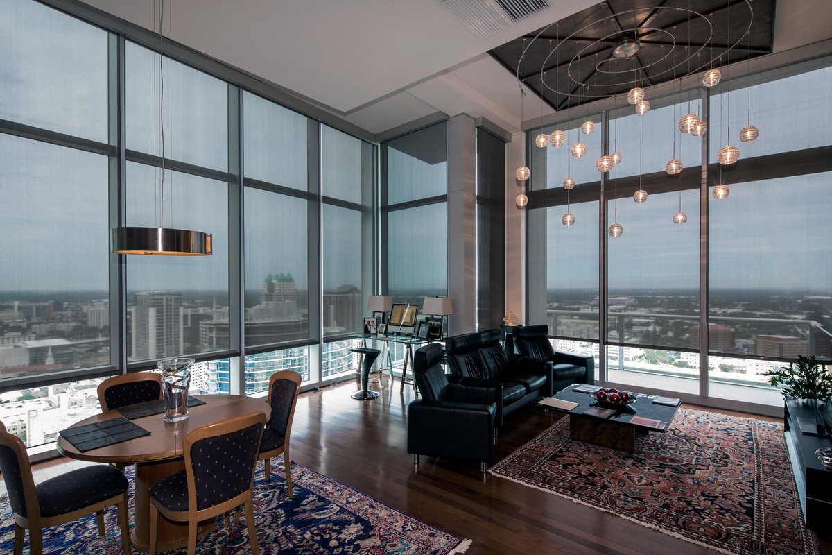 HDarchitectural's tweet photo. #tuesdaytip With their natural room-darkening properties, dark-colored fabrics reduce glare + improve visibility from the inside looking out. Check out our View-through Simulation Tool to find the best #rollershade fabric for your project: https://t.co/bekvN6nBiz https://t.co/O95t1FvUTz