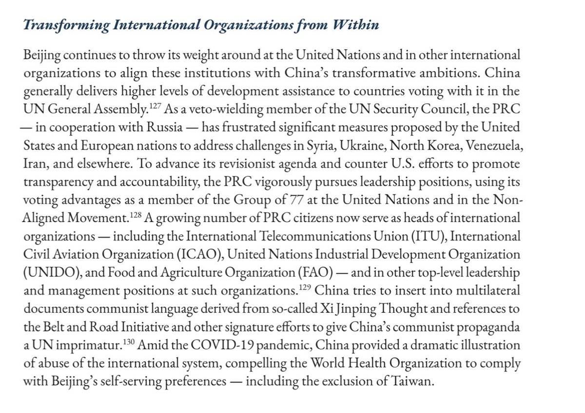 Here's another Chinese "crime." It "delivers higher levels of assistance to countries voting with it in the U.S. General Assembly." Shocked?The US would never tie aid to getting what it wants. 5/n