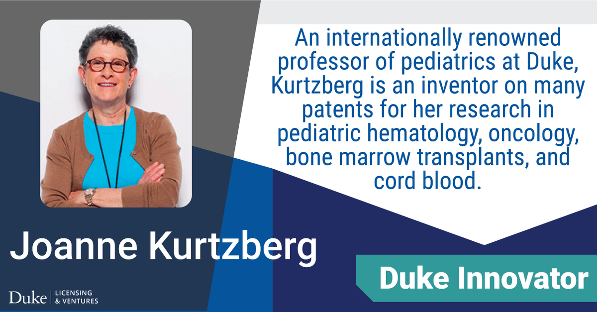 DukeOTC's tweet photo. Dr. Kurtzberg pioneered the use of umbilical #cordblood as an alternative #stemcell source for unrelated hematopoietic stem cell transplantation (HSCT).
#DukeInnovationMonth
#DukeInventor https://t.co/S7lYNR4XOL