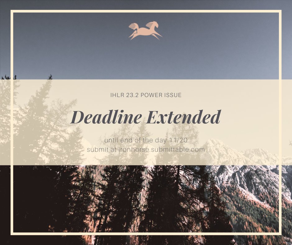 IHLR's tweet photo. Have you submitted to our Power Issue yet? We extended our deadline so don't miss this opportunity to submit your essay, stories, and poems about the theme "power"!
Submit until 11/20 at https://t.co/jzYFAuZAX6
#submissions #callsforsubmissions #writingcommunity #themeissue https://t.co/nPUkxgGmZJ