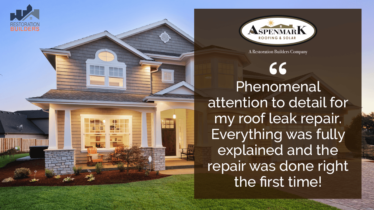 Aspenmark's tweet photo. "Phenomenal attention to detail for my roof leak repair.  Everything was fully explained and the repair was done right the first time!" 

- Tom M.  Dallas, TX
.
.
#testimonialtuesday  #roofing #roofingcontractor #dallasroofingcontractor #roofrepair #stormrestoration https://t.co/YDgsX2ZcJN