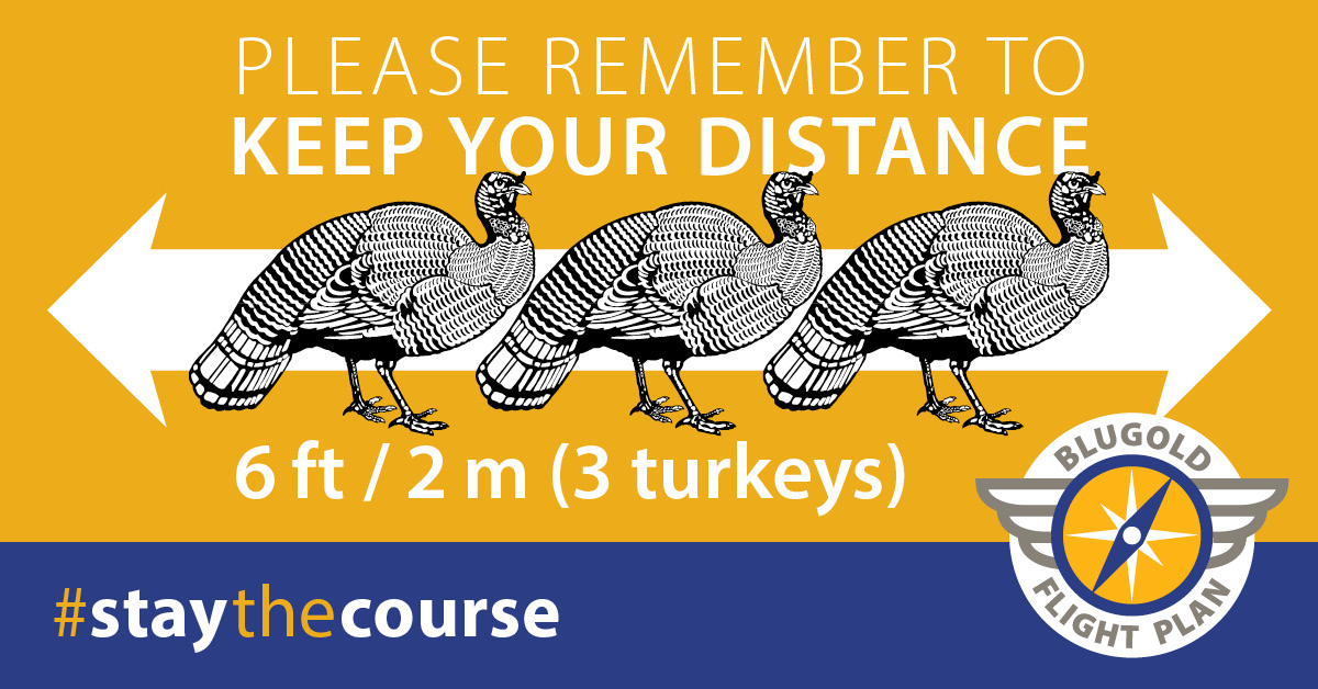 As fall break nears, be sure to keep following COVID-19 safety protocols. Let's all maintain at least a 6 ft. distance from others to help us #staythecourse.