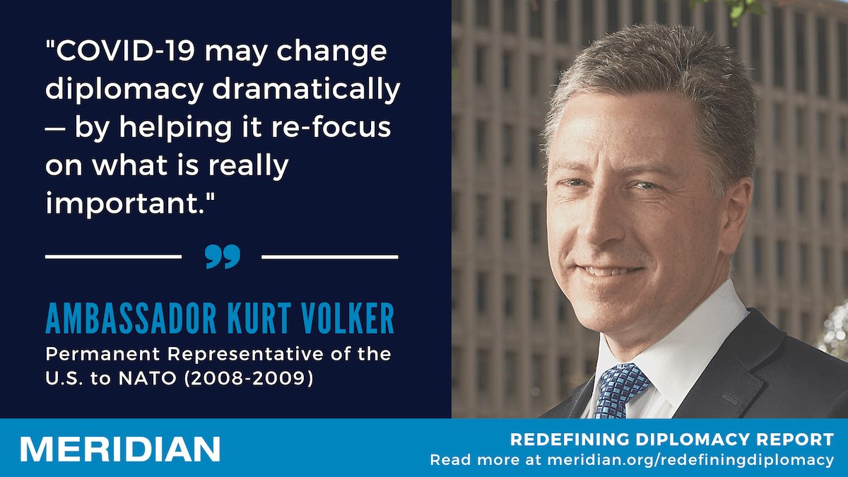 MeridianIntl's tweet photo. #COVID19 upended every aspect of life—especially international relations.
Authored by @EliseLabott, our inaugural #RedefiningDiplomacy report features key insights from experts like @kvolker on the evolution of the foreign service ⬇️ Read it now: https://t.co/utrLRNDWem https://t.co/8J3jDNB7OB