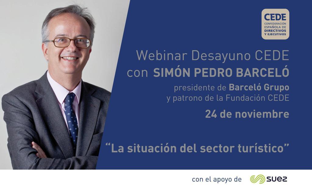 #DesayunoCEDE El #Turismo, sector que mayor riqueza aporta a la #Economia, está paralizado por la #crisissanitaria. S.P. Barceló, presidente de 
<a href="/barcelohoteles/">Barceló Hotel Group</a>, compartirá su visión sobre cómo impulsar el proceso de recuperación 
📆Martes 24/11
⏰9:00h
🔗bit.ly/2Ud5IBj