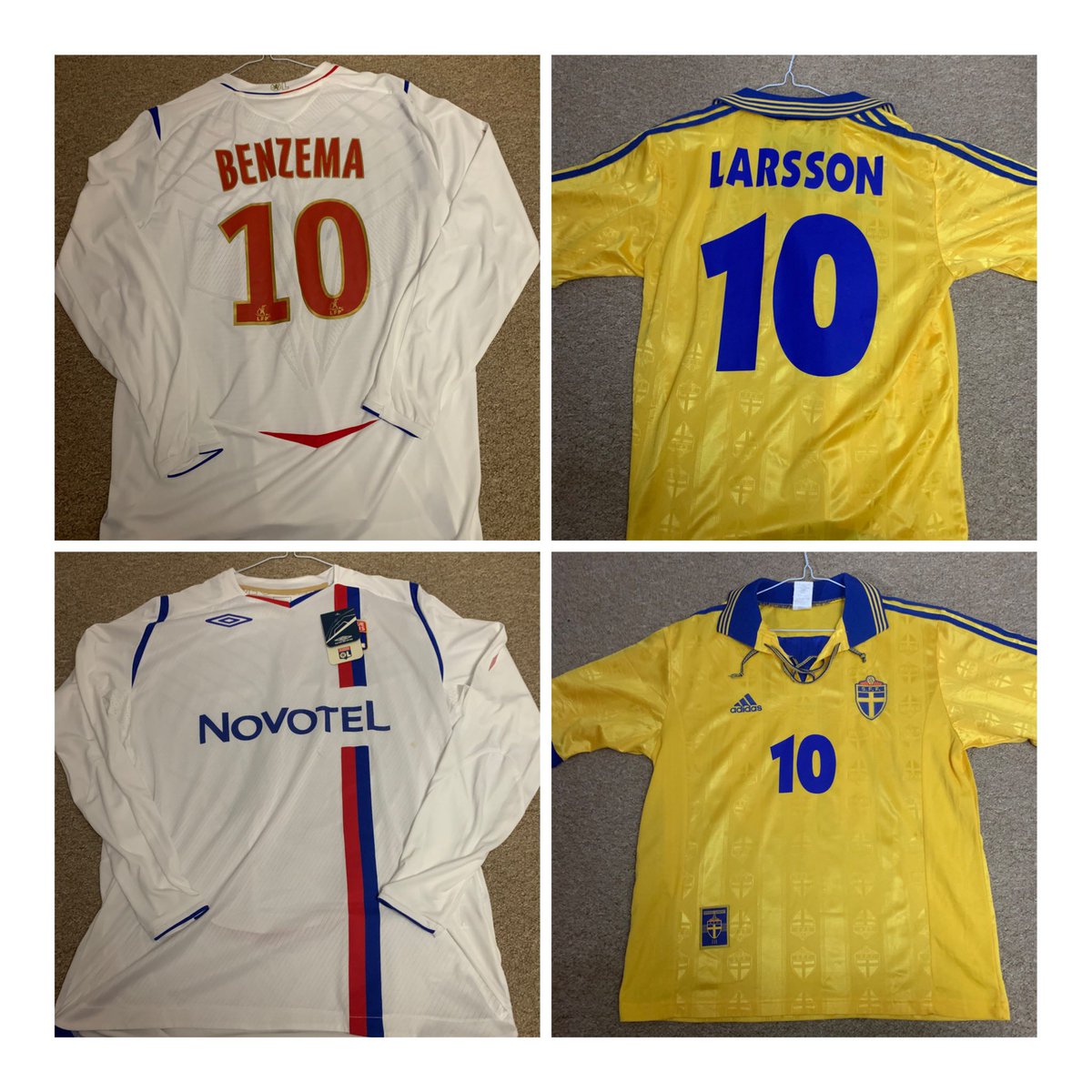 Atletico - Joao Felix - L - BNWT £35PSG - XL - PlayerSpec - BNWT £50Barca XL - PlayerSpec - BNWT £30Bayern GK - Kahn - XXL £80Fluminese - XL? £80Lyon - Benzema - XL £55Sweden - Larsson - M £60