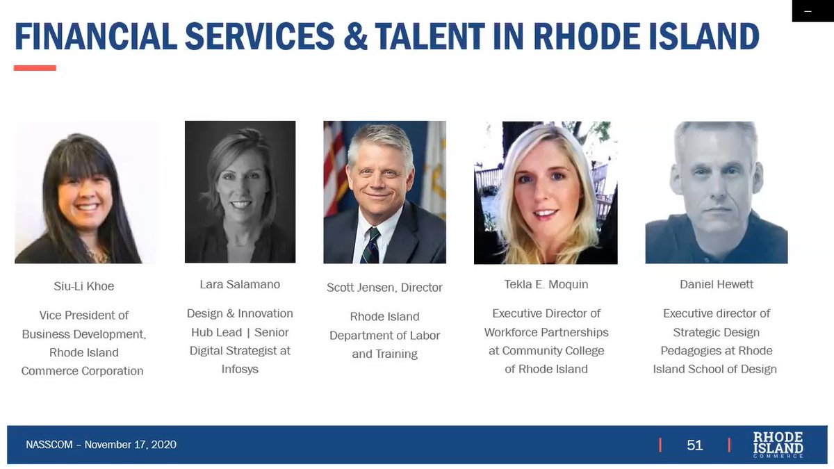 nasscomgtd's tweet photo. #IndustryPanel 3: #FinTech #Banking &amp; #Talent #Workforce in #RhodeIsland. Insightful discussion by @siulik, @CommerceRI; @LSalamano, @Infosys; Scott Jensen, #RI DoL; Daniel Hewitt, @risd; @TeklaMoquin, @CCRINews. #Day2 @NASSCOM #USWeek @shivendra_1969 https://t.co/uagqL7VmHV
