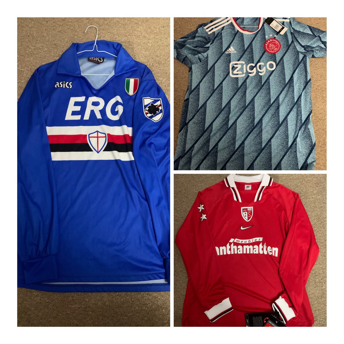 Napoli - Hamsik - PlayerSpec? - L £60Bayern Anniversary - XL - BNWT £50Lyon - L - BNWT £80Roma - Totti - XL (fit M/L) £60Roma - Balbo - XL £70Sampdoria - XL £60Ajax - XL - BNWT £55FC Sion - XL - BNWT £25