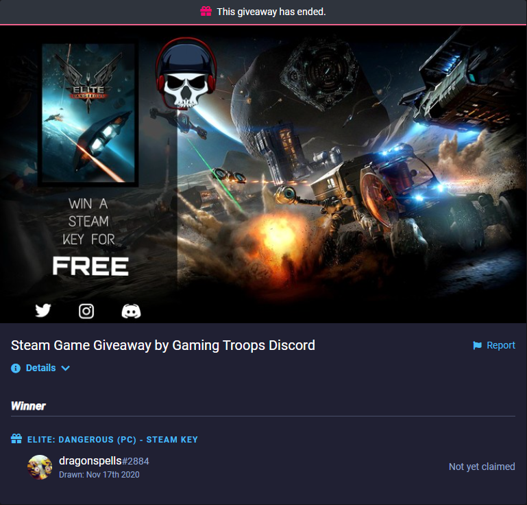 gaming_troops's tweet photo. 🎉Congratulations to: 
@icydragonbreath
 
on winning the 

ＥＬＩＴＥ: ＤＡＮＧＥＲＯＵＳ (ＰＣ)

 Steam giveaway!!🎉 https://t.co/6uSxar7ad7
