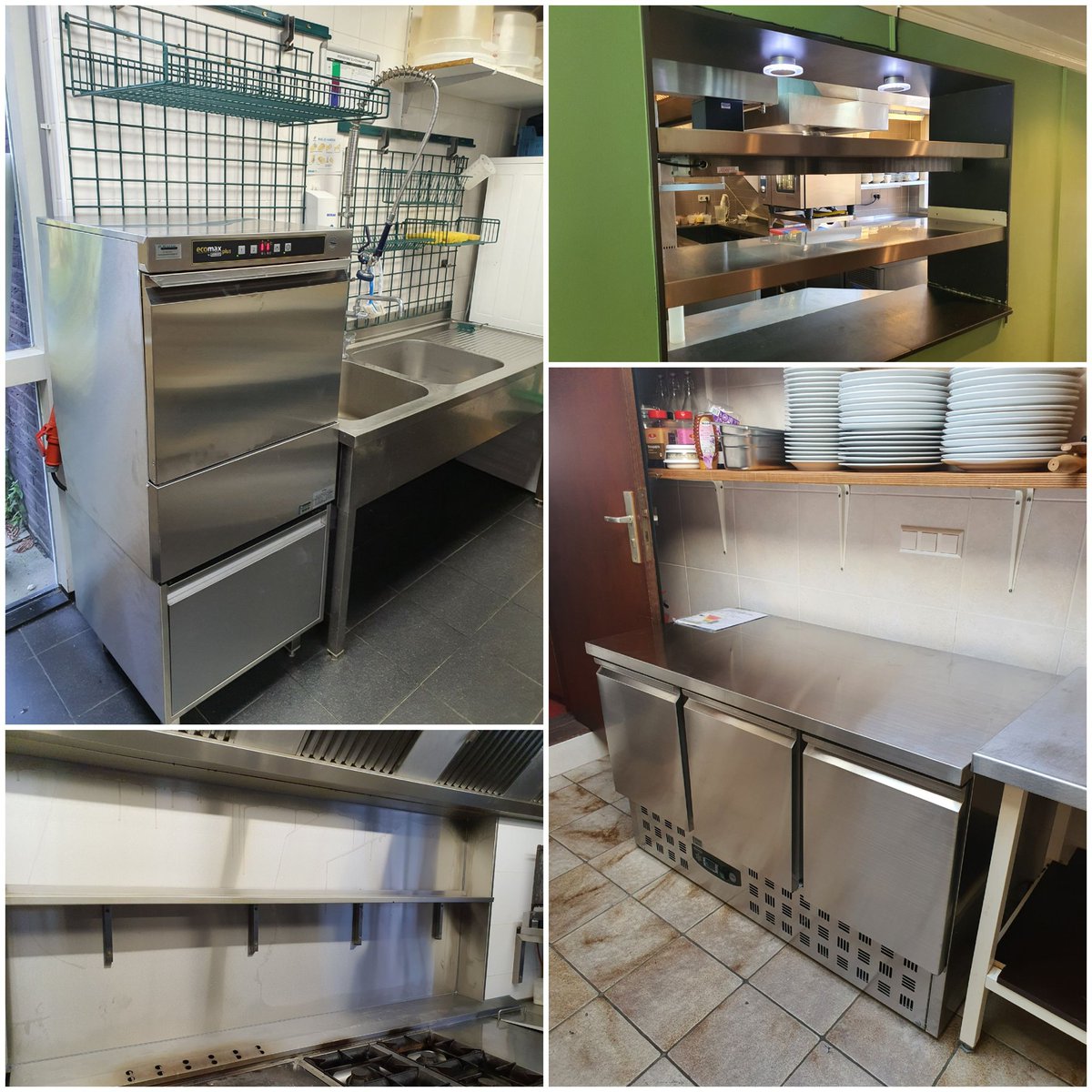 Diverse plaatsingen #RVS maatwerk warmtebrug uitgifte, #roestvaststaal achterwand #Ecomax by #Hobart voorlader #vaatwasser #combisteel koelwerkbank #woerden #almere #nieuwerbrug