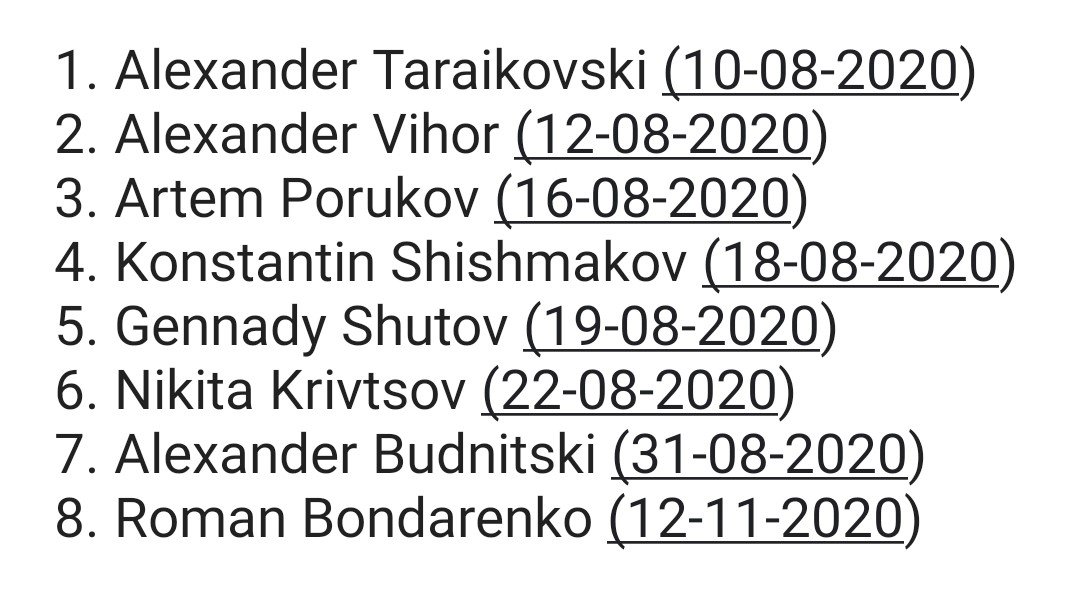 ZhiveB's tweet photo. Since the the #stolenelection in August 2020, eight people have been murdered by #Lukashenko's #OMON #cowards in #Minsk, #Belarus. These are only the officially recognised deaths.
#ЖывеБеларусь!!
#LukashenkoGoAway
#LukashenkoLeave
#ЛукашенкоУходи!! https://t.co/GLo5trwQqv