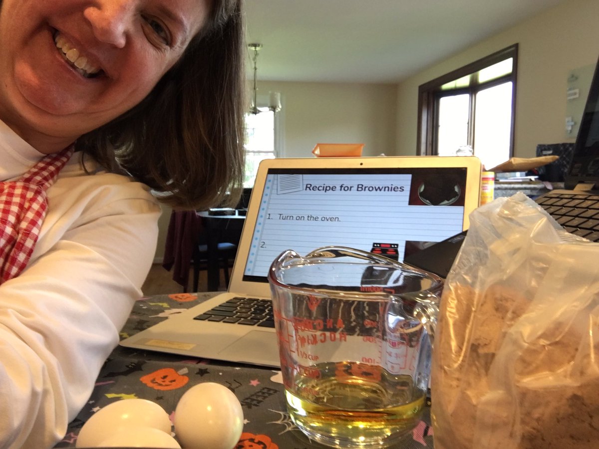 FischerLibrary's tweet image. “An algorithm is like a recipe.” Getting ready for computational thinking. Kinders are using visual cues to make a step-by-step recipe for brownies. Yum! @hcpssoit @hcpss_fes @fespta @hcpsslibmed