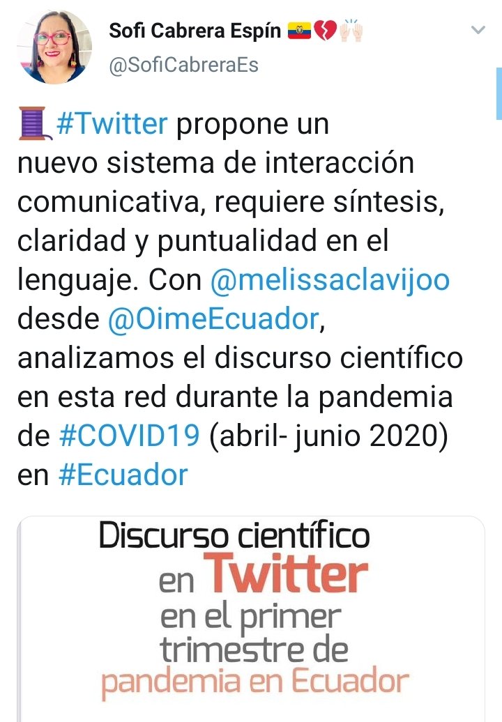 DamarisIntriago's tweet photo. Esta investigación ha sido publicada en la revista #PerDebate20 de @PeriodismoUSFQ @USFQ_Ecuador.
Link del artículo: https://t.co/ZdWq1LdS3h.
@UISEK @DiiUisek @Cienciabajolupa https://t.co/dY584Kl7d6