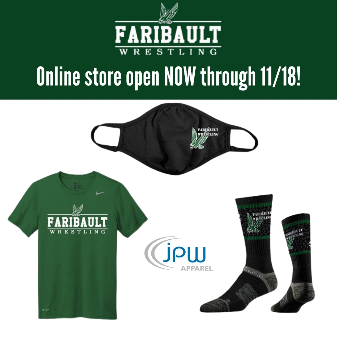 JpwApparel's tweet photo. The holidays are fast approaching and what better gift for your athlete than some merch to represent their team! Faribault Wrestling Team Store is open through TOMORROW. Get your gear while you can! #faribaultwrestling #athlete #jpwapparel #merch #wrestling #team #sports #shopify https://t.co/duDB7CzmTV