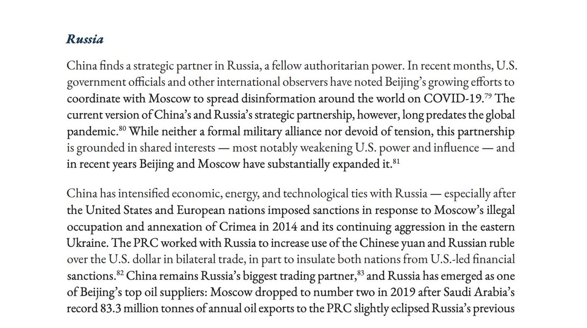 As a whole, I'm struck by the lack of any kind of pretense of intellectual flexibility.Like maybe rethink the relationship with Russia, since China is a threat to freedom all over the world? Maybe pull out of Middle East to focus on China? Of course not. 10/n