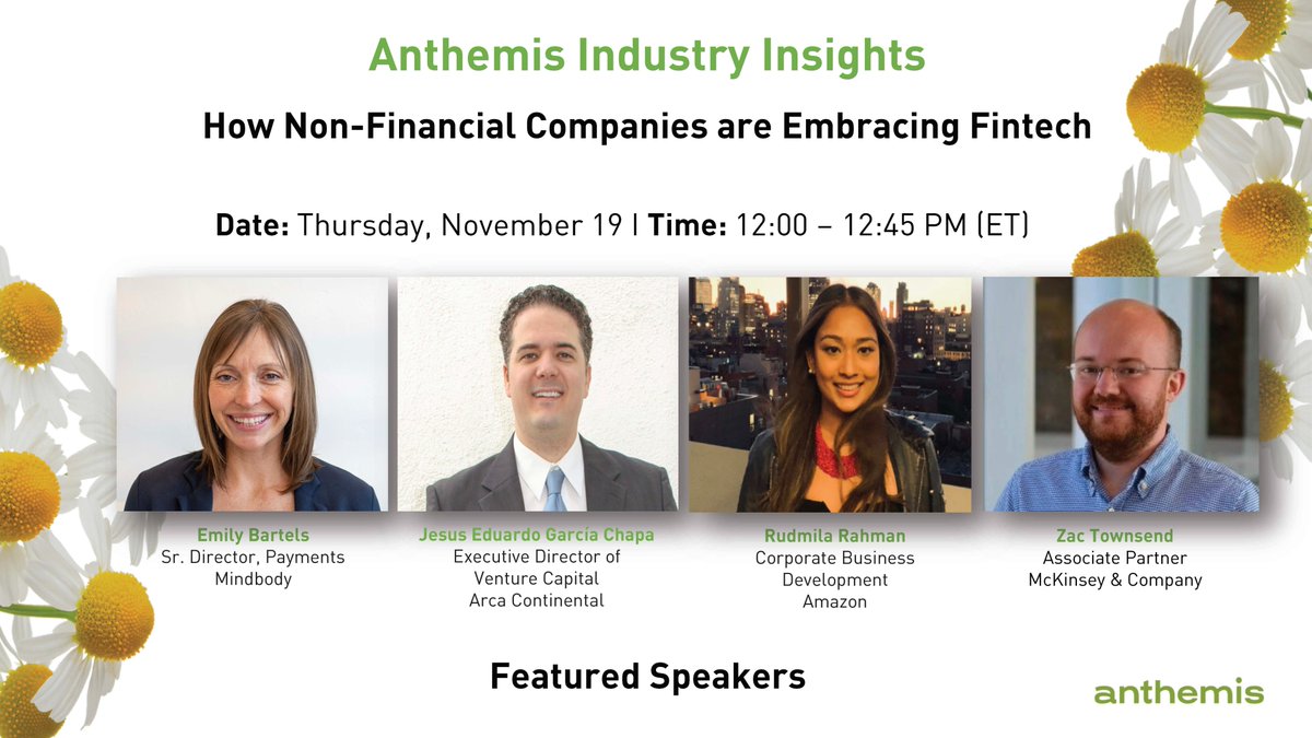 anthemis's tweet photo. How are non-financial companies embracing #fintech? Join us for a lively discussion moderated by our very own Tom Ryan (@gotomryan) this Thursday, November 19 at 12:00 PM ET.

Register: https://t.co/TYj7axAcB6 https://t.co/XpCPtR0FRU