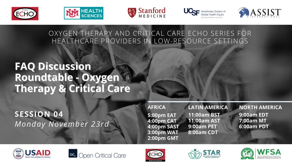Join us this Monday for our upcoming session in Oxygen Therapy &amp; Critical Care: The Case Based Series!
 
Session 4: FAQ Discussion Roundtable - Oxygen Therapy &amp; Critical Care 

➡️Monday, November 23rd 
 
Register here: bit.ly/3f3STTg