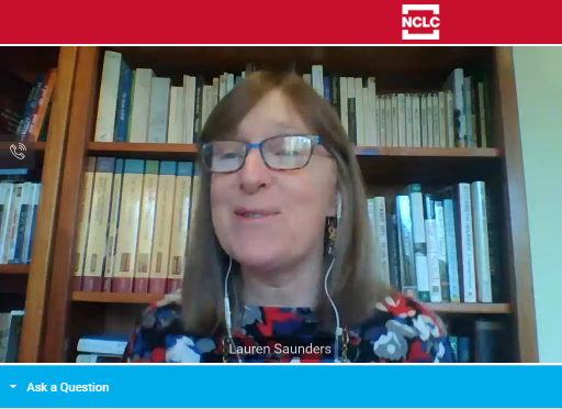 NCLC4consumers's tweet photo. .@lsaundersnclc, Lisa Stifler @CRLONLINE, & @Mike_B_MA discuss developments on the federal & state policy front as payday & installment lenders push to loosen laws, & new #fintech wage advance products are looking a lot like payday loans. #StopTheDebtTrap #VirtualCRLC 2/2 https://t.co/TQr20Icq0O