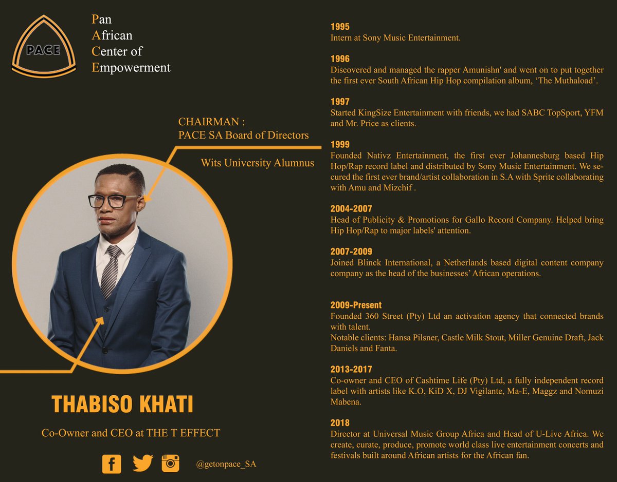 getonpace_SA's tweet photo. Meet the Chairman of the South African board of directors, Mr. Thabiso Khati (@Thabiso ) . 

#PACESA https://t.co/NZBBPN4qHC