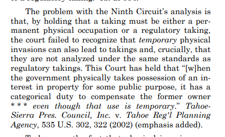  @IJ filed an amicus brief in support of the cert petition, by the way -- explaining that this kind of physical invasion of private property is presumptively unlawful.