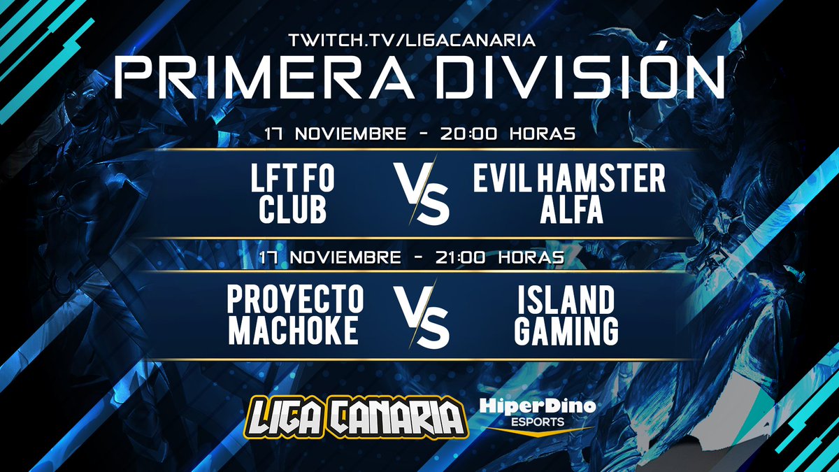 LigaCanaria's tweet photo. ¡Hoy arrancan los streamings de la liga regular de League of Legends en #LigaCanariaHD! 🙌

1ª jornada de primera división con @ImRudegar y  @Toni_Sr 🎧

20h - #LFTfoclub VS @ehamstersclub 
21h - #ProyectoMachoke VS #IslandGaming

🔴 En https://t.co/JTvrVRkbbt https://t.co/EP06N5bMyD