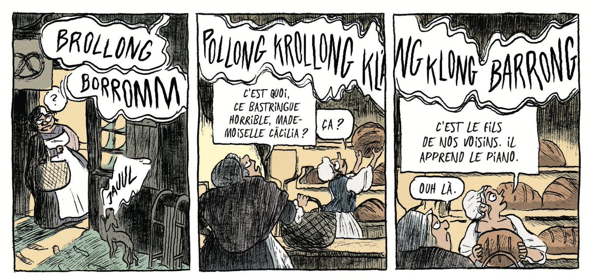 4 strips (successifs) de "Ludwig et Beethoven", par Mikaël Ross, à paraître en février @EditionsDargaud - traduction Jean-Baptiste Coursaud 