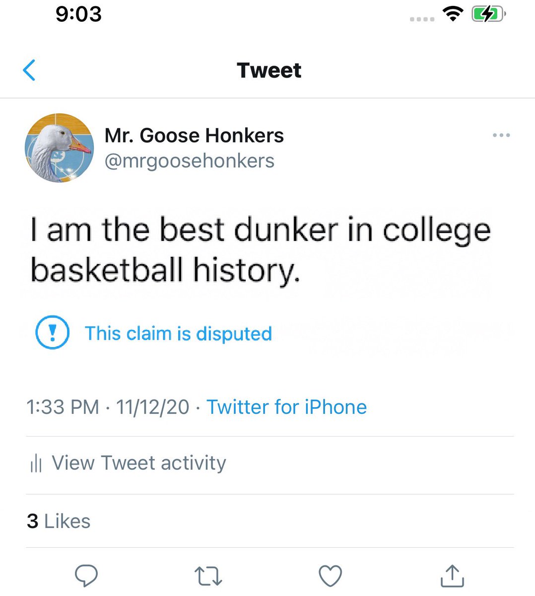 mrgoosehonkers's tweet photo. Ok, Twitter needs to chill with the censorship. This is a honkstitutional violation of my bill’s rights! #DisputedByWho #PhiSlammaGanda #HoopsGoose https://t.co/zUj8kagO3E