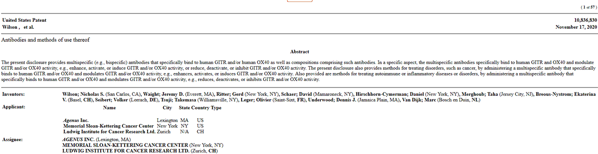 _B_I_O_T_E_C_H_'s tweet photo. $AGEN today has been granted Patent
The present disclosure provides #multispecific (e.g., bispecific) #antibodies that specifically bind to human GITR and/or human #OX40
$INCY partnered https://t.co/4z7Mw5H14D