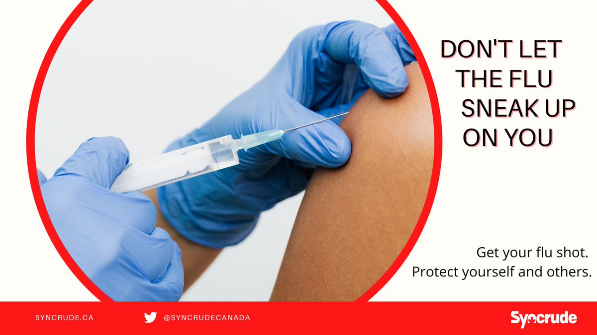 SyncrudeCanada's tweet photo. Flu season is here. #Getimmunized and be a #fluchamp to reduce influenza-related illnesses and ease the added stress on health services during the pandemic .
#rmwb #oilsands https://t.co/Uymw4cvC4m