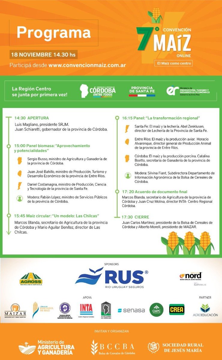 FOncativo's tweet photo. 📢 Sumate a la 7° Convención del Maíz 🌽

🗓 Miércoles 18
🕑 14:30 hs 
📲 online 

🌽 Maíz circular 
🌽 Biomasa: "Aprovechamiento y potencialidades" 
🌽 Transformación regional. 

➡️ Ya podes inscribirte 

https://t.co/5VS2ViOpXm https://t.co/PshW0wEhAh