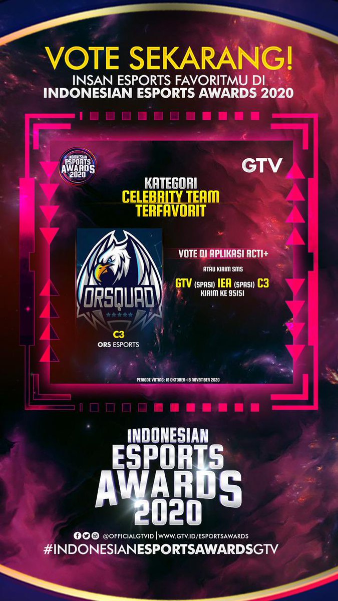 OR (@olla_ramlan) on Twitter photo Vote Tim Esport ORS untuk bisa jadi Pemenang dalam Kategori Celebrity Team Terfavorit Indonesian Esport Awards 2020
Kirim SMS:
GTV (spasi) IEA (spasi) C3
Kirim ke 95151
Atau Vote di Aplikasi RCTI+
Ayo Kirim SMS sekarangg ya gaes!!!
<a href="/OfficialGTVID/">OfficialGTVID</a> Vote Tim Esport ORS untuk bisa jadi Pemenang dalam Kategori Celebrity Team Terfavorit Indonesian Esport Awards 2020
Kirim SMS:
GTV (spasi) IEA (spasi) C3
Kirim ke 95151
Atau Vote di Aplikasi RCTI+
Ayo Kirim SMS sekarangg ya gaes!!!
<a href="/OfficialGTVID/">OfficialGTVID</a>