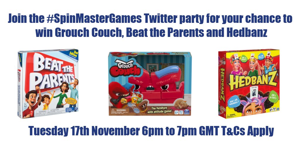 Join the conversation today between 6pm and 7pm GMT using #SpinMasterGames for your chance to win a family games bundle.  UK &amp; Over 18s only T&amp;Cs here bit.ly/SpinTandCs