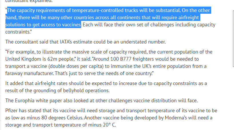 4. Pfizer is German BioTech and was funded out of Berlin - cold chain storage means it needs to be tracked from start to finish, land sea or air