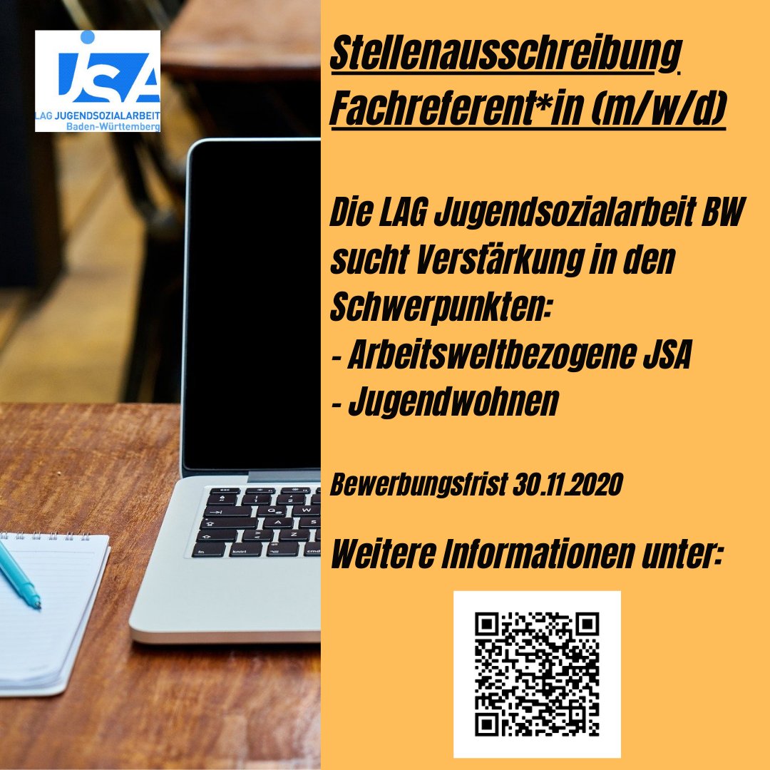 LagJSAbw's tweet photo. Die LAG Jugendsozialarbeit BW sucht zum nächstmöglichen Zeitpunkt Verstärkung! 
Gesucht wird ein/e Fachreferent*in (m/w/d) für die Handlungsfelder arbeitsweltbezogene JSA und Jugendwohnen! 

Weitere Infos unter https://t.co/n8RpQDBuhF https://t.co/avIHoyWrLL