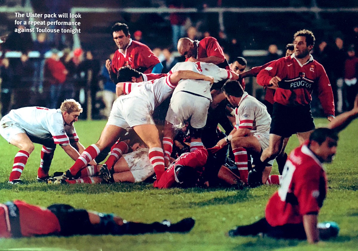 SUFTUMHeritage's tweet photo. Medic!!!! @StadeToulousain players call out for assistance during Ulster’s magnificent 28-24 victory 16th Oct 1998 #UlsterRugby #ToulouseRugby #StadeToulousain #HeinekenCup #StephenBell https://t.co/3q9poGEDD3