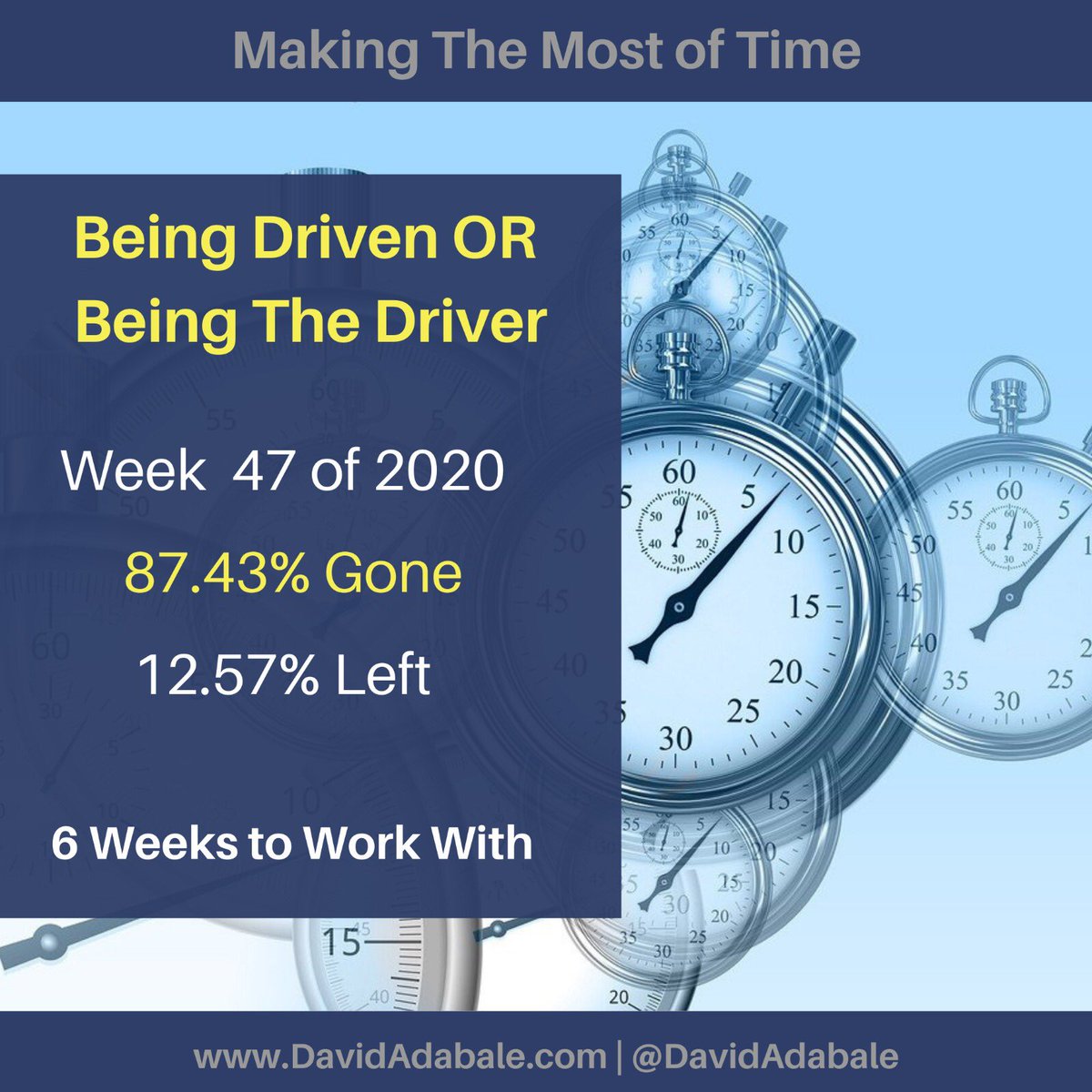 DavidAdabale's tweet photo. Being Driven or Being The Driver 👇🏼

What drives a person is more important than what the person drives.

What drives you determines how you spend your week.

What drives you? 👇🏼 (Comment below)

#MakingTheMostOfTime https://t.co/6Taw1RYcMF