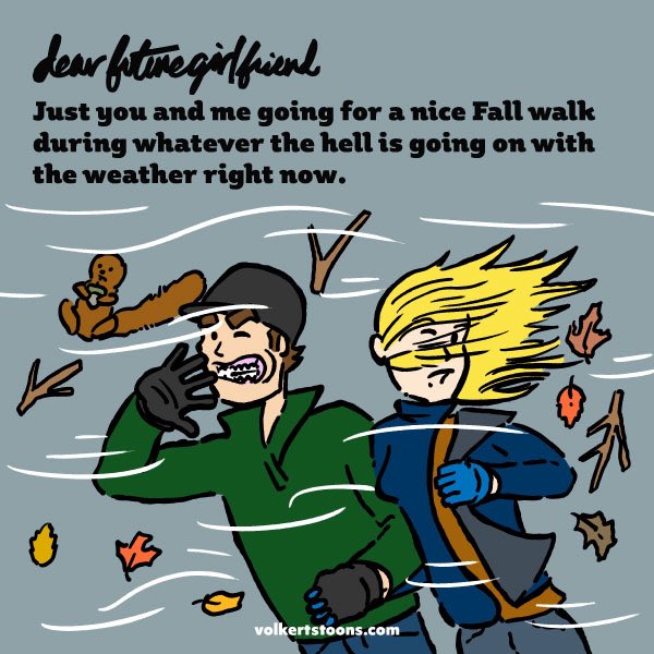 DearFutureGF's tweet photo. You and me, making bad life decisions.

#dearfuturegirlfriend #futuregirlfriend #girlfriend #relationships #cartoon #comic #illustration #humor #funnies #windy #fall #autumn #highwinds #blowing #leaves #sheeringwind https://t.co/3qvBGgQEb2