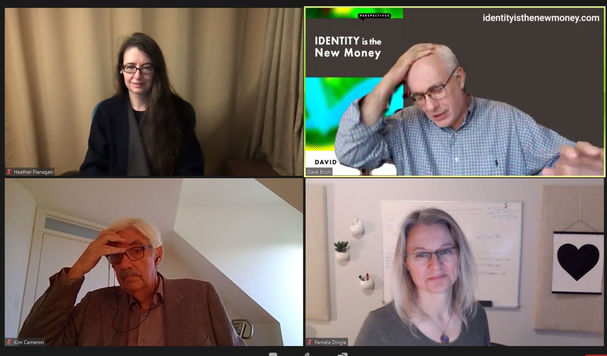 Steve_Lockstep's tweet photo. At #ISSE2020 "real" identity panel, @dgwbirch starts with headscratching and moves on to outline three properties for needed for ^real^ identity ... https://t.co/DE3p8UMv20