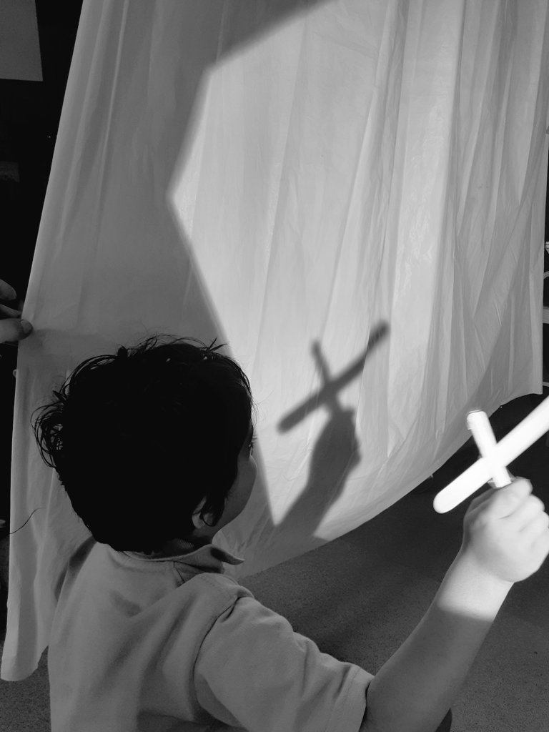EYFSatStPhilips's tweet photo. As their fascination in shadows continues, the children use lollipop sticks to make shadow puppets. "Aeroplane!" Z "A shooting star!" Z @STPHILIPSCE @WeAreBDAT #aweandwonder #shadowplay https://t.co/0ymzg7mIdA